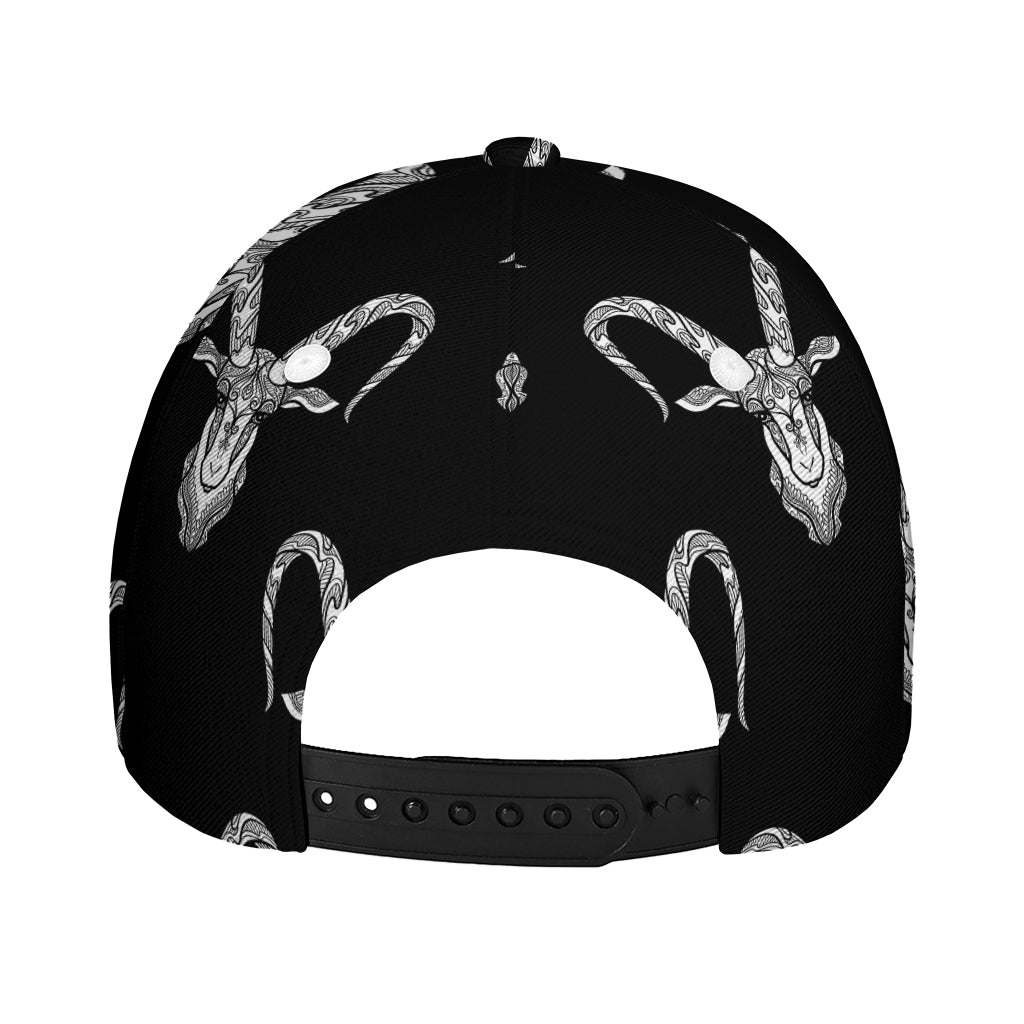 White And Black Capricorn Sign Print Baseball Cap