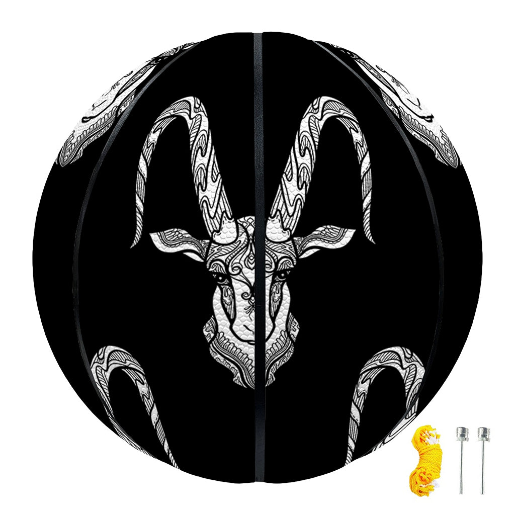 White And Black Capricorn Sign Print Basketball