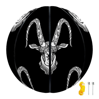 White And Black Capricorn Sign Print Basketball
