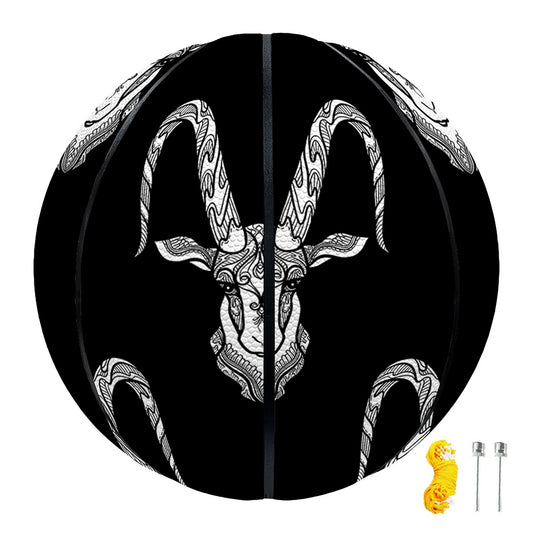 White And Black Capricorn Sign Print Basketball