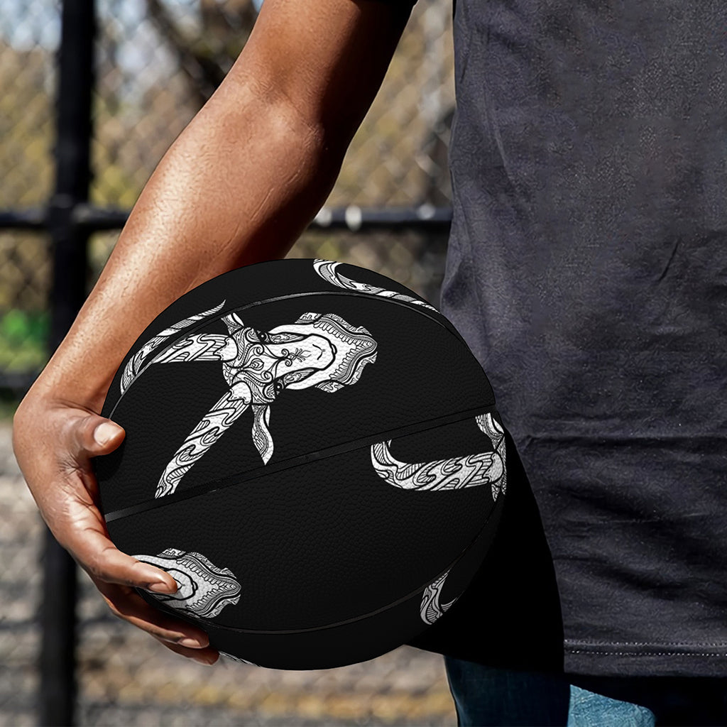 White And Black Capricorn Sign Print Basketball