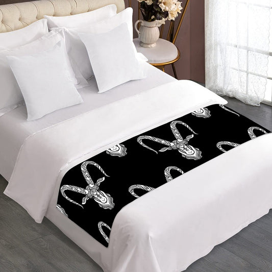 White And Black Capricorn Sign Print Bed Runner