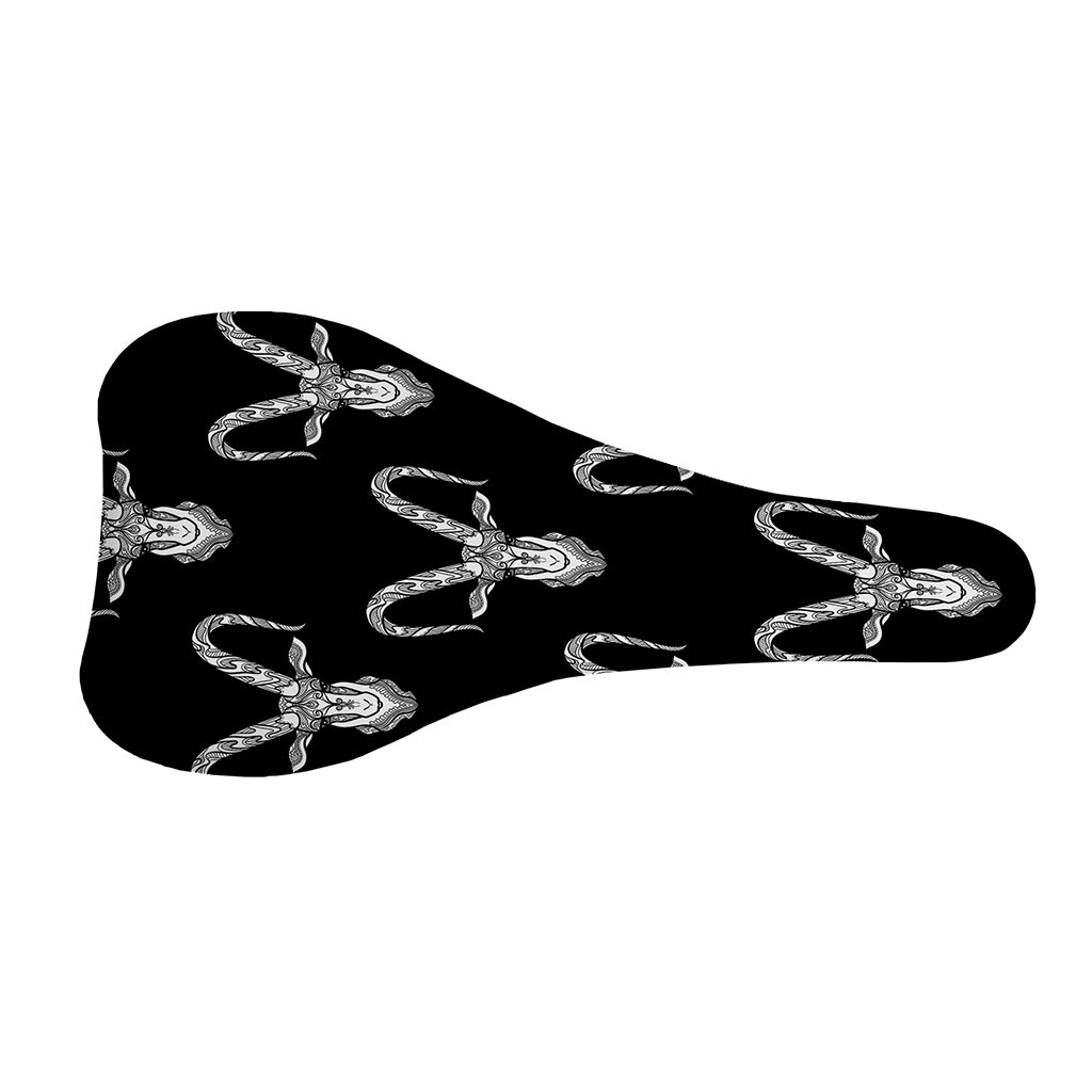 White And Black Capricorn Sign Print Bicycle Seat Cover