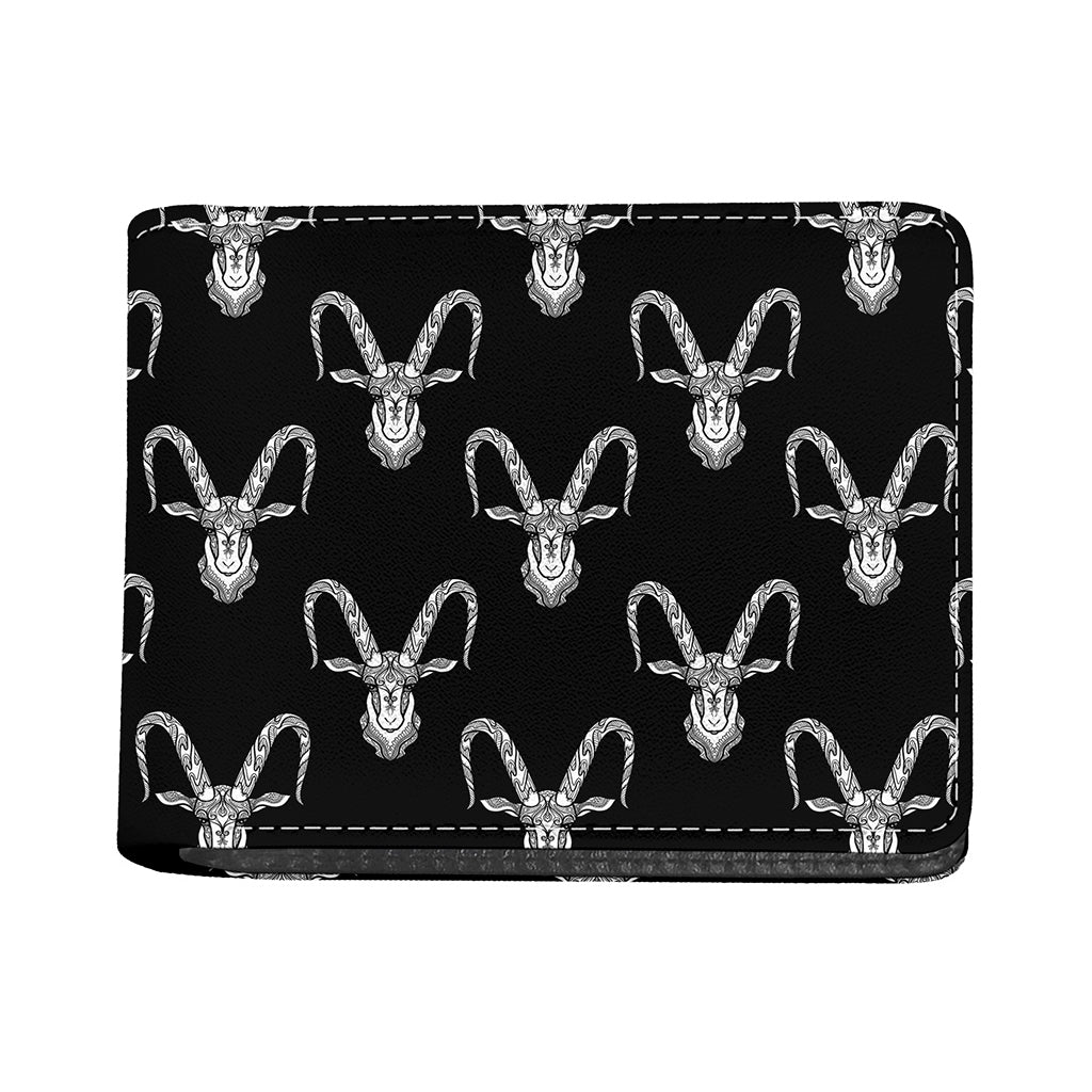 White And Black Capricorn Sign Print Bifold Wallet