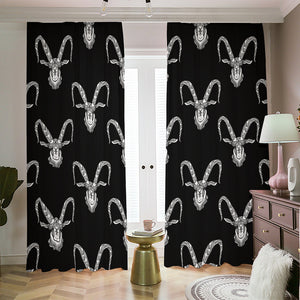 White And Black Capricorn Sign Print Blackout Pencil Pleat Curtains