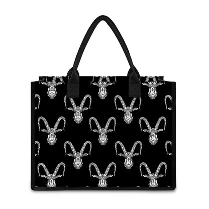 White And Black Capricorn Sign Print Canvas Tote Bag