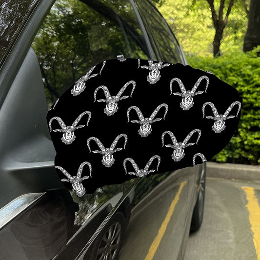 White And Black Capricorn Sign Print Car Side Mirror Covers