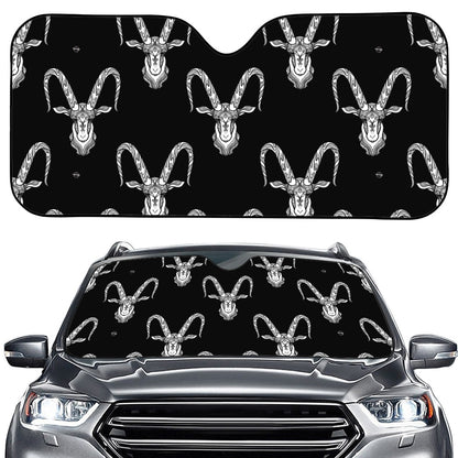 White And Black Capricorn Sign Print Car Windshield Sun Shade
