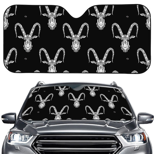 White And Black Capricorn Sign Print Car Windshield Sun Shade
