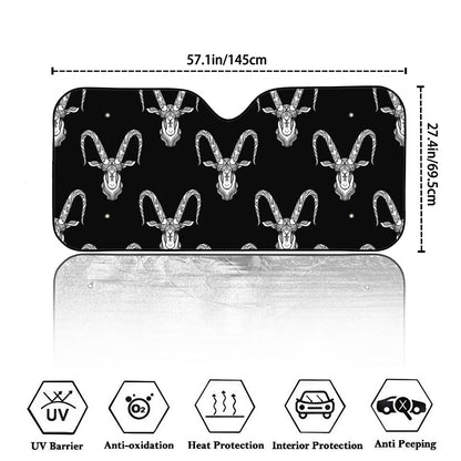 White And Black Capricorn Sign Print Car Windshield Sun Shade