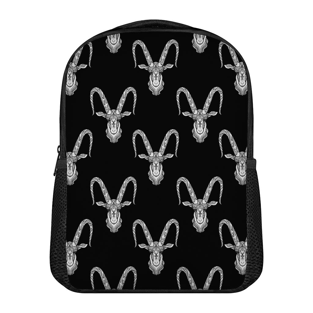 White And Black Capricorn Sign Print Casual Backpack