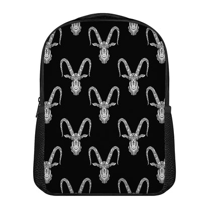 White And Black Capricorn Sign Print Casual Backpack