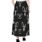 White And Black Capricorn Sign Print Chiffon Maxi Skirt