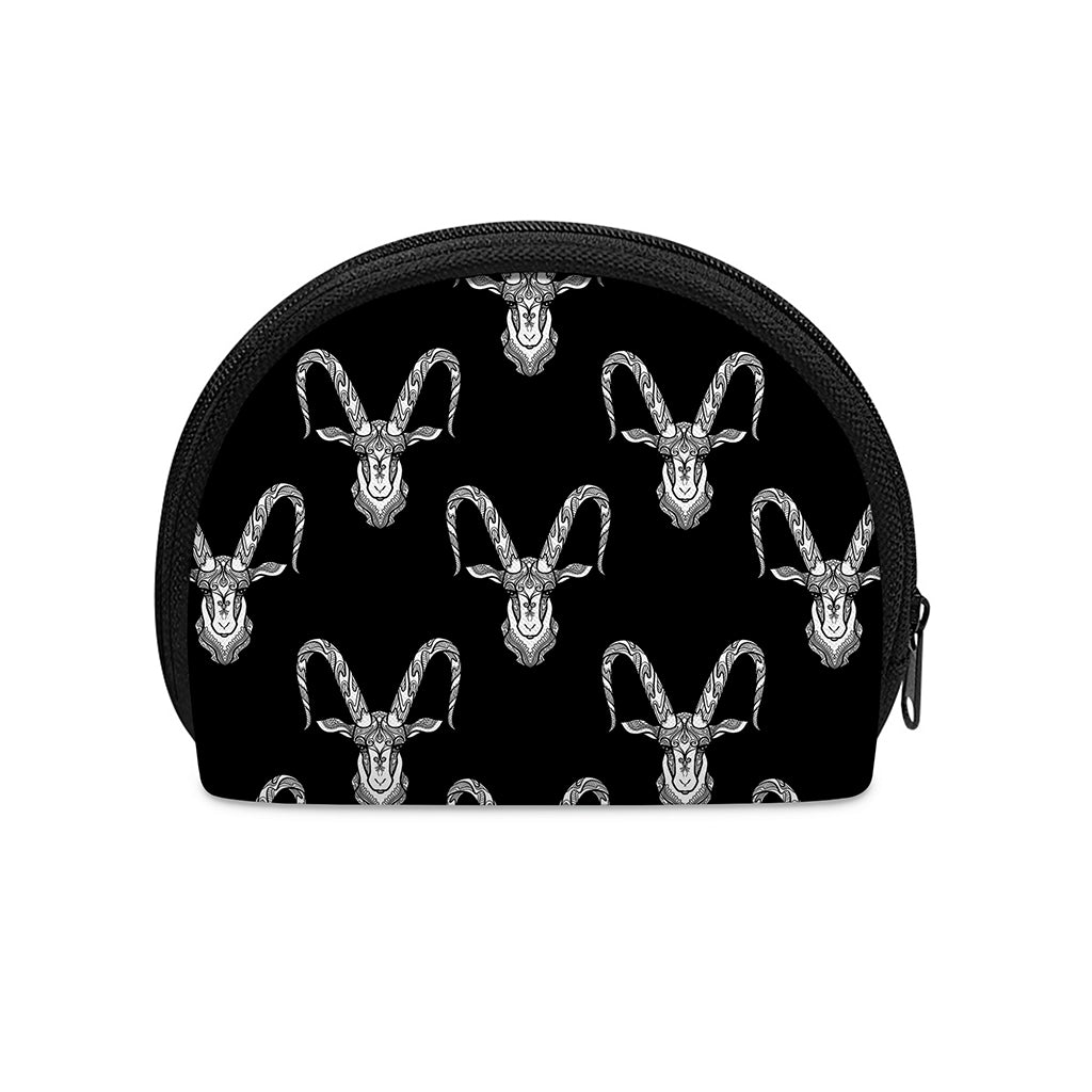 White And Black Capricorn Sign Print Coin Purse