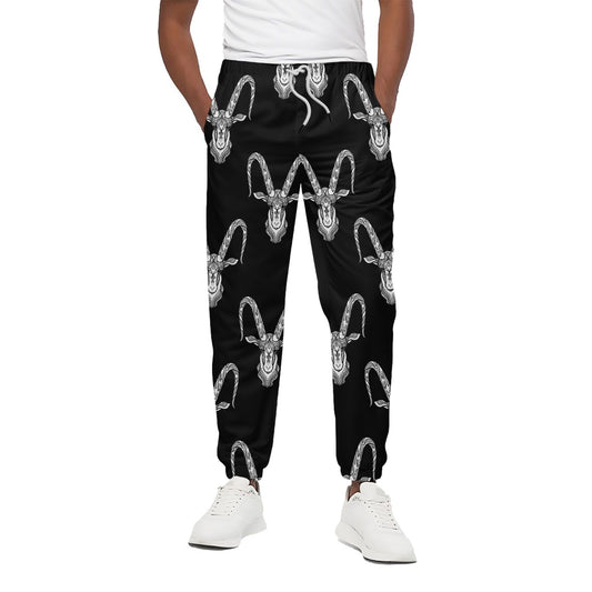 White And Black Capricorn Sign Print Cotton Pants