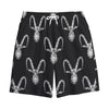 White And Black Capricorn Sign Print Cotton Shorts