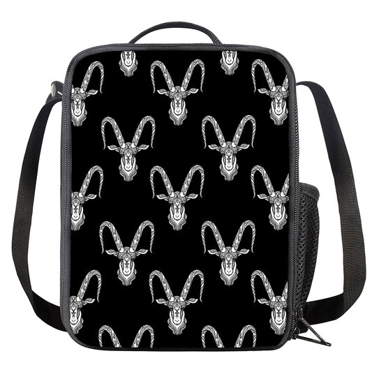 White And Black Capricorn Sign Print Crossbody Lunch Bag