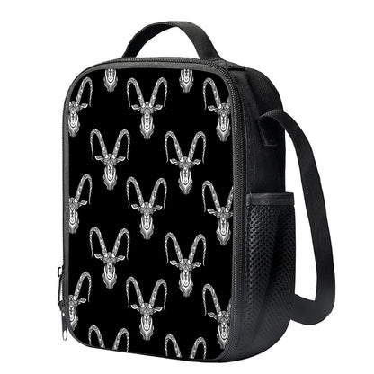 White And Black Capricorn Sign Print Crossbody Lunch Bag