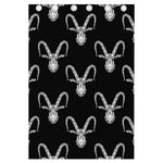 White And Black Capricorn Sign Print Curtain