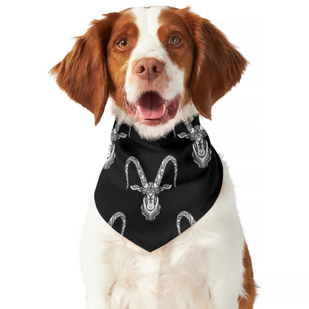 White And Black Capricorn Sign Print Dog Bandana