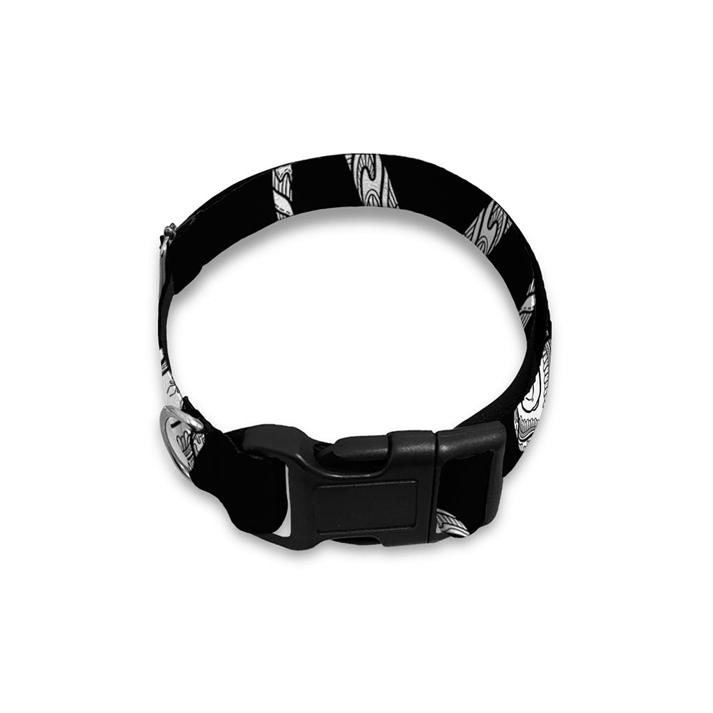 White And Black Capricorn Sign Print Dog Collar