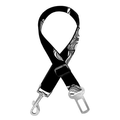 White And Black Capricorn Sign Print Dog Seat Belt