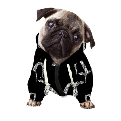 White And Black Capricorn Sign Print Dog Zip Up Hoodie