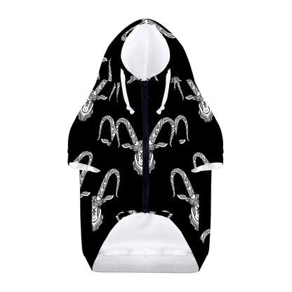 White And Black Capricorn Sign Print Dog Zip Up Hoodie