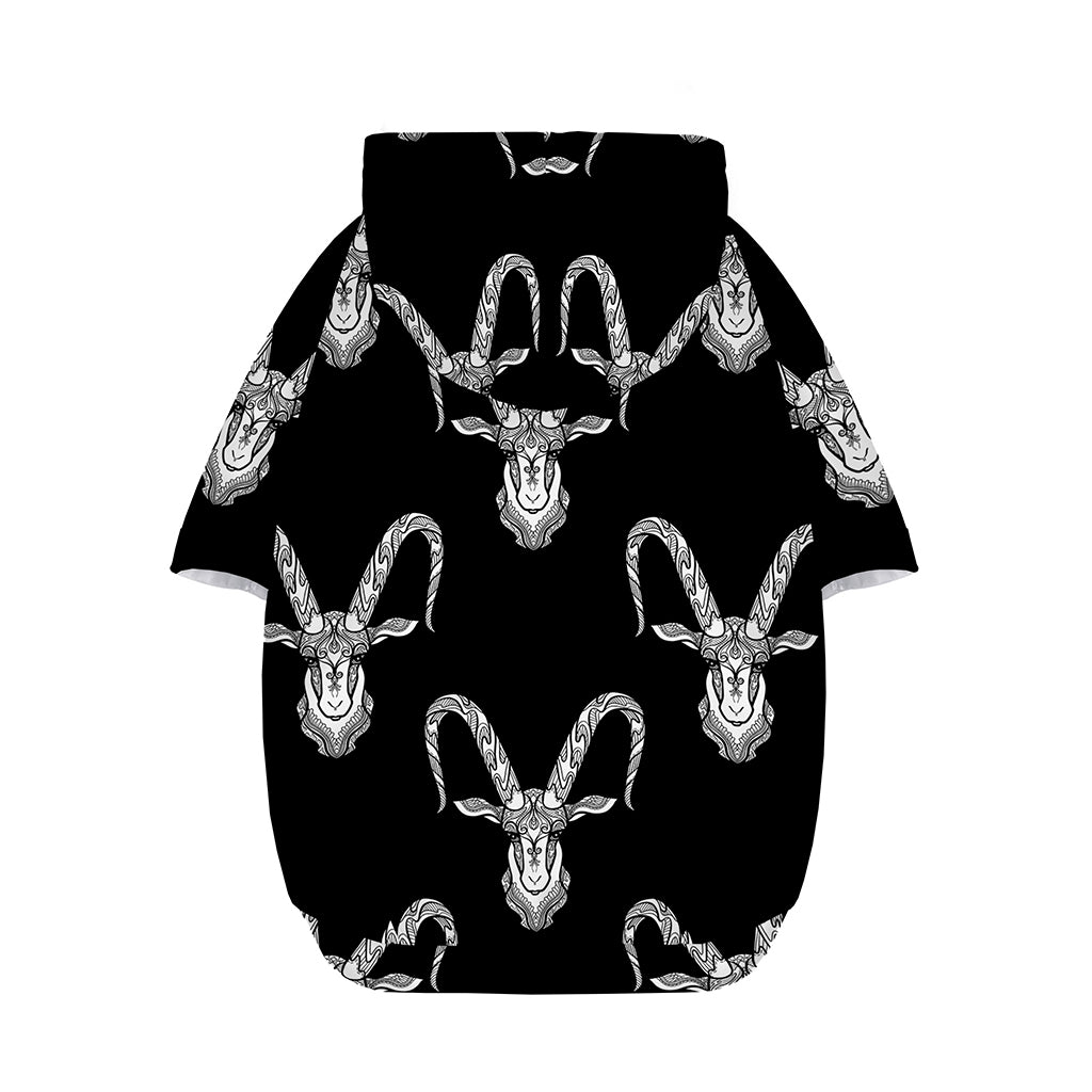 White And Black Capricorn Sign Print Dog Zip Up Hoodie