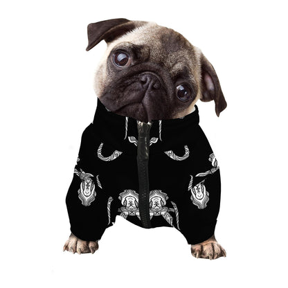 White And Black Capricorn Sign Print Dog Zip Up Jacket