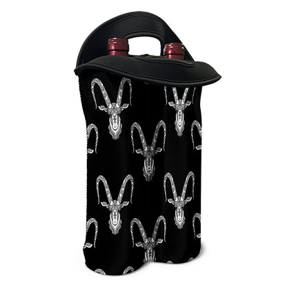 White And Black Capricorn Sign Print Double Neoprene Wine Tote