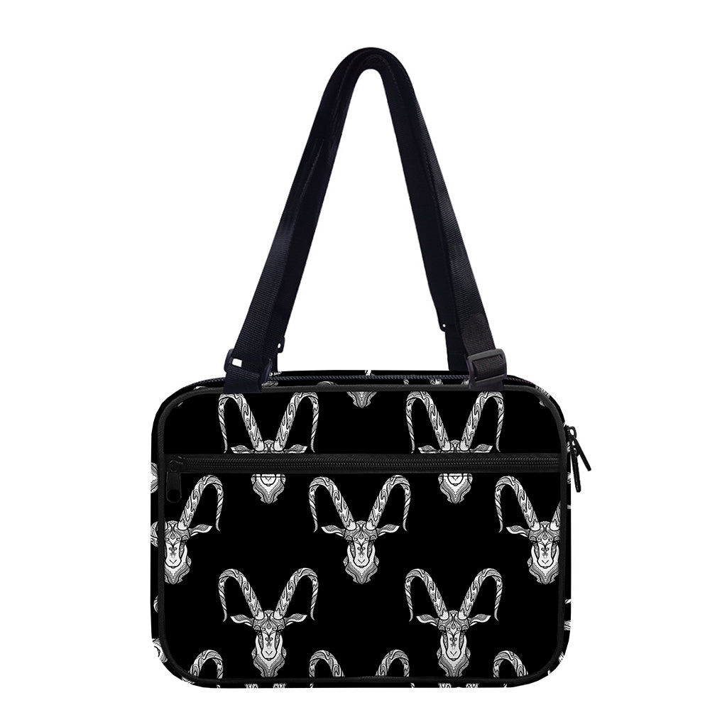 White And Black Capricorn Sign Print Double Strap Bible Bag