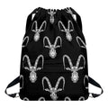 White And Black Capricorn Sign Print Drawstring Backpack