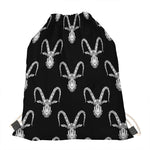 White And Black Capricorn Sign Print Drawstring Bag