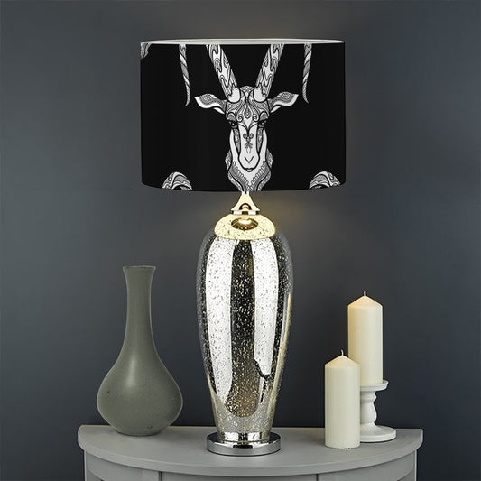White And Black Capricorn Sign Print Drum Lamp Shade