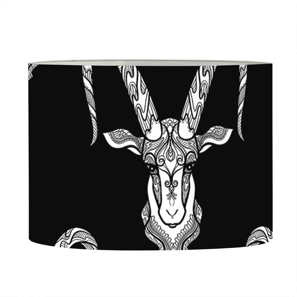 White And Black Capricorn Sign Print Drum Lamp Shade