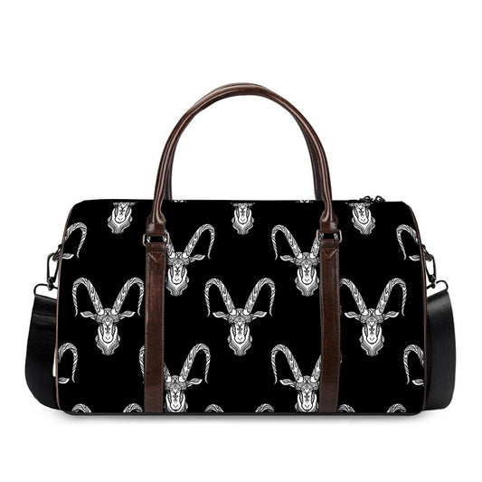 White And Black Capricorn Sign Print Duffle Bag