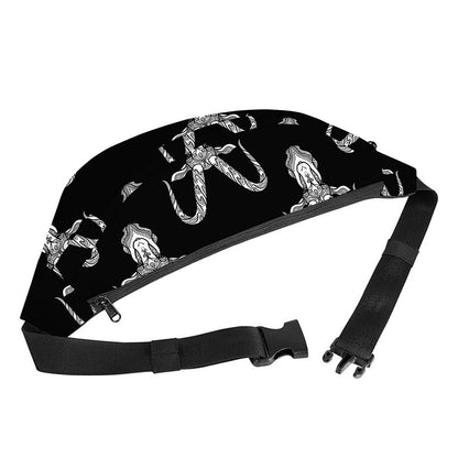 White And Black Capricorn Sign Print Fanny Pack