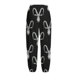 White And Black Capricorn Sign Print Fleece Lined Knit Pants