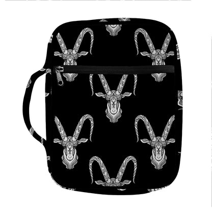 White And Black Capricorn Sign Print Front Pocket Bible Bag
