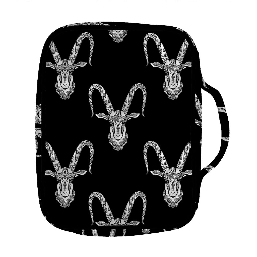 White And Black Capricorn Sign Print Front Pocket Bible Bag