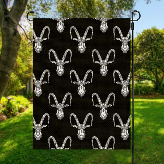 White And Black Capricorn Sign Print Garden Flag