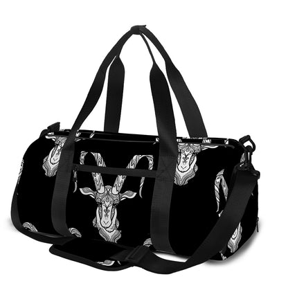 White And Black Capricorn Sign Print Gym Bag