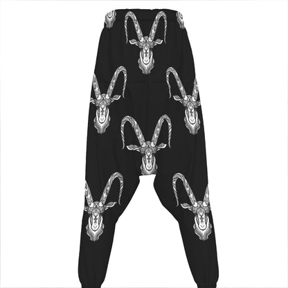 White And Black Capricorn Sign Print Hammer Pants