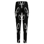 White And Black Capricorn Sign Print High-Waisted Pocket Leggings