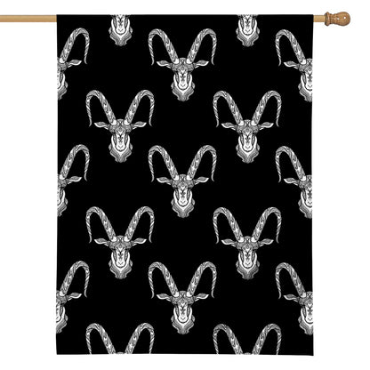 White And Black Capricorn Sign Print House Flag