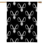 White And Black Capricorn Sign Print House Flag