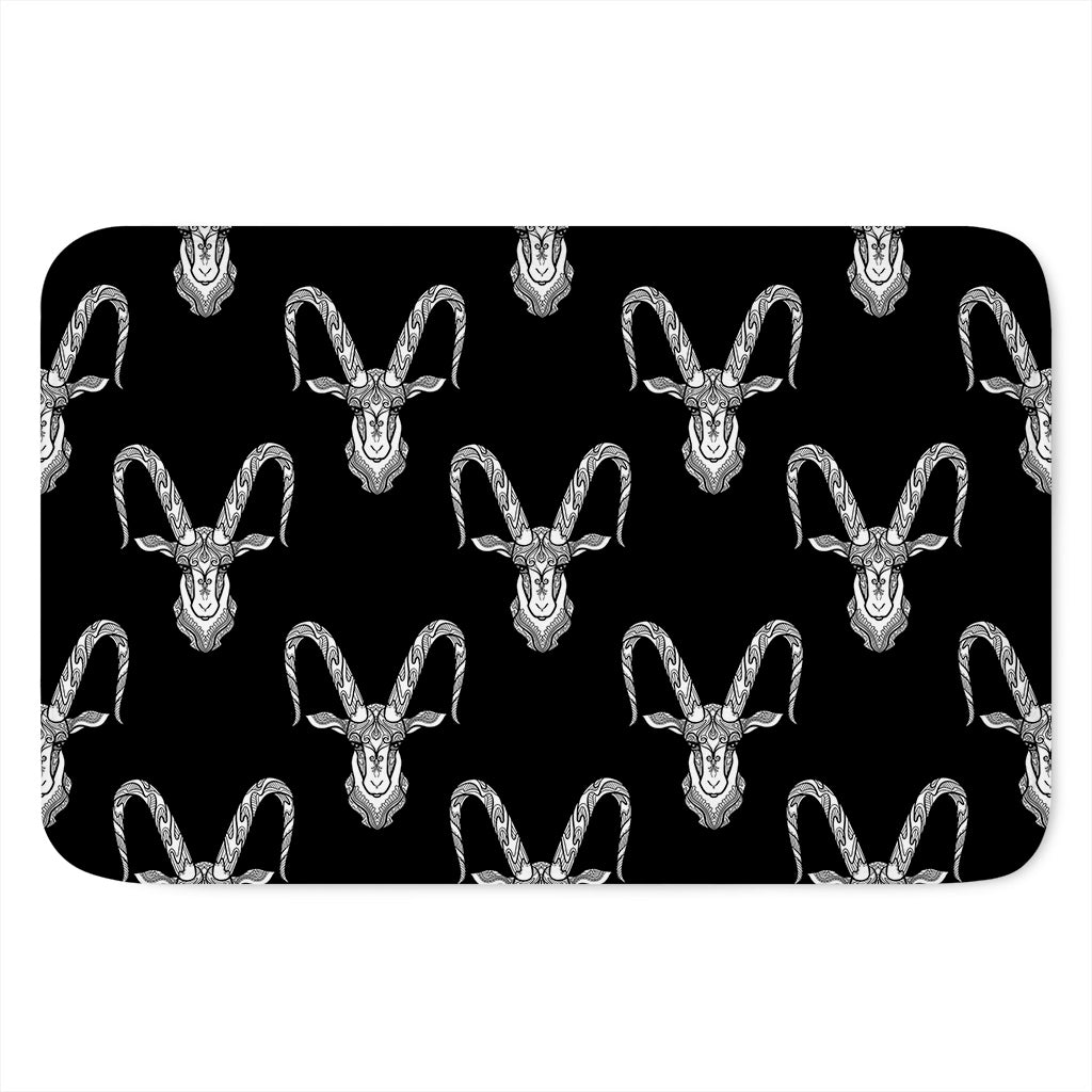 White And Black Capricorn Sign Print Indoor Door Mat