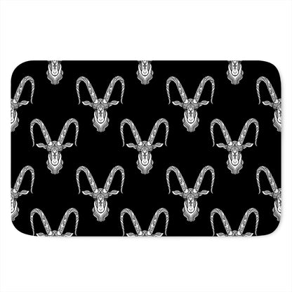 White And Black Capricorn Sign Print Indoor Door Mat