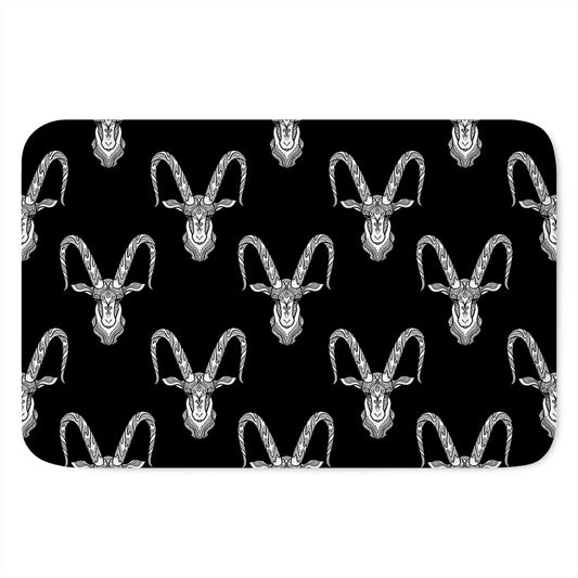 White And Black Capricorn Sign Print Indoor Door Mat